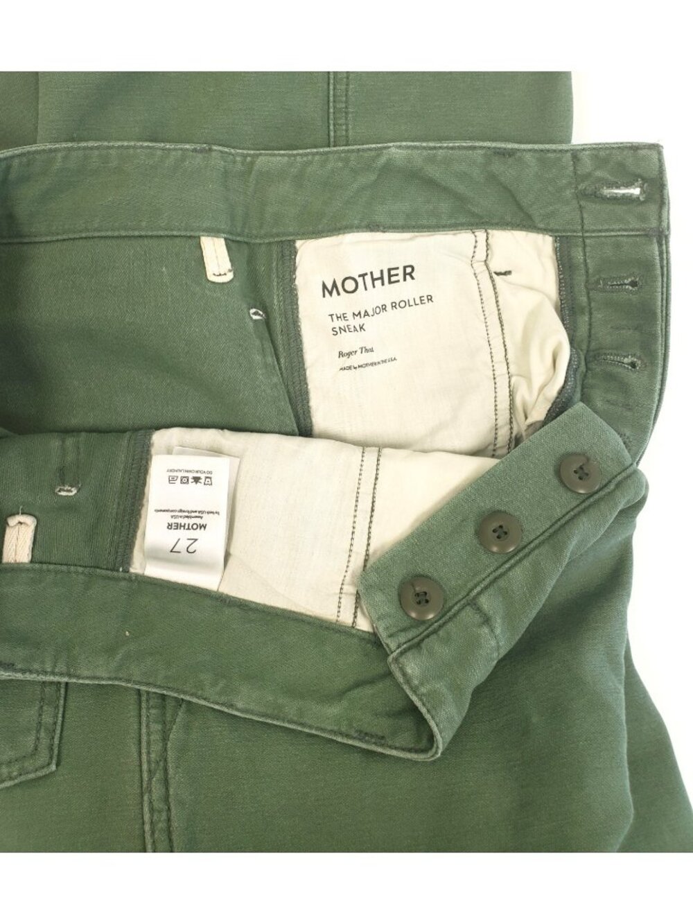 MOTHER The Major Roller Sneak Women High Waist Wide Leg Pants Green Sz 27 / US 4 - Picture 4 of 7